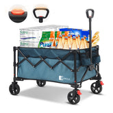 SUNULA Foldable Wagon 120 kg – 150L Handcart with Off-Road Wheels, Brakes & One-Hand Handle